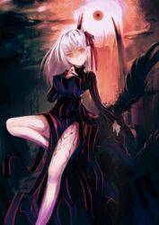  commentary_request dark_sakura die_letzte_(tc) fate/stay_night fate_(series) female great_grail heaven&#039;s_feel long_hair looking_at_viewer matou_sakura red_eyes solo white_hair 