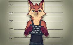  2021 absurd_res anthro avoid_posting blood bodily_fluids canid canine cheek_tuft clothed clothing dipstick_ears ear_markings english_text facial_tuft fox fully_clothed gloves_(marking) go_to_horny_jail head_tuft hi_res holding_object holding_sign light lighting looking_at_viewer male mammal markings meme multicolored_ears neck_tuft notched_ear pointedfox pointedfox_(character) shirt sign solo standing tank_top text topwear tuft 