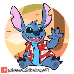  1:1 2021 3_toes 4_fingers absurd_res alien aloha_shirt ambient_bird ambient_flier ambient_silhouette avian bird blue_body blue_claws blue_eyes blue_fur blue_pawpads chest_tuft claws clothed clothing day digital_media_(artwork) disney experiment_(lilo_and_stitch) featureless_crotch feet fingers flat_colors fur gesture group head_tuft hi_res lilo_and_stitch open_clothing open_mouth open_shirt open_smile open_topwear outside palm_tree patreon patreon_logo pattern_clothing pattern_shirt pattern_topwear pawpads plant red_clothing red_shirt red_topwear shirt silhouette sitting small_tail smile solo_focus soul-silver-dragon stitch_(lilo_and_stitch) sunset tail text toes toony topwear tree tuft url waving 