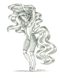  2022 anthro baron_engel boots breasts cleavage clothed clothing cutie_mark equid equine female footwear graphite_(artwork) hair hands_behind_head hasbro hi_res horn horn_jewelry horn_ring idw_publishing jewelry long_hair looking_at_viewer mammal monochrome my_little_pony my_little_pony_(idw) mythological_creature mythological_equine mythology nightmare_rarity_(idw) pencil_(artwork) ring_(jewelry) smile solo traditional_media_(artwork) unguligrade_anthro unicorn 