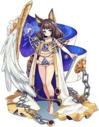  animal_ear_fluff animal_ears ankh anklet ark_order barefoot blue_eyes brown_hair cane cape chains constellation_print ear_piercing eye_of_horus feathered_wings feathers female fox_ears frilled_panties frills full_body gold_trim hair_tubes jewelry lion_tail long_hair looking_at_viewer mao_ren_tv_xiao_z official_art panties piercing pillar see-through see-through_shirt shirt short_eyebrows sidelocks single_wing solo sphinx_(ark_order) tachi-e tail transparent_background two-sided_cape two-sided_fabric underwear variant_set white_cape white_feathers white_panties white_shirt white_wings wings 