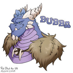  1:1 2018 activision anthro arm_tuft augensinum blue_body blue_skin bone bone_charm bubba_(spyro) carapace collaboration colored digital_drawing_(artwork) digital_media_(artwork) dragon fangs frill_(anatomy) headshot_portrait hi_res horn icon jewelry line_art looking_at_viewer male mythological_creature mythological_scalie mythology necklace portrait purple_body purple_skin reptile rescued_dragons_(spyro) rockblackhorn_(artist) scalie shaded shoulder_pads shoulder_tuft signature simple_background smile solo spyro_reignited_trilogy spyro_the_dragon teeth tuft white_background 