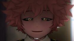  ashido_mina black_sclera blurry blurry_background boku_no_hero_academia close-up colored_sclera colored_skin commentary derivative_work english_commentary english_text epaulettes female greatm8 highres looking_down nakitai_watashi_wa_neko_wo_kaburu necktie parted_lips photoshop_(medium) pink_hair pink_skin portrait red_necktie school_uniform shirt short_hair solo source_filmmaker_(medium) subtitled tearing_up u.a._school_uniform white_shirt wing_collar yellow_eyes 