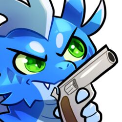  1:1 alpha_channel blitzdrachin blue_body blue_scales claws conditional_dnp dragon emote fangs green_eyes gun handgun holding_gun holding_object holding_ranged_weapon holding_weapon low_res mythological_creature mythological_scalie mythology pupils ranged_weapon reaction_image revolver scales scalie simple_background slit_pupils solo teeth transparent_background weapon 