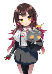  absurdres android breasts brown_hair female highres hololive long_hair looking_at_viewer mechanical_arms mechanical_legs medium_breasts multicolored_hair open_mouth pink_hair roboco-san robosaa_(roboco) robot satobitob streaked_hair virtual_youtuber yellow_eyes 