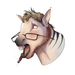  1:1 absurd_res aj75398 asinus cigar donkey equid equine eyewear glasses hi_res hybrid mammal mid_transformation transformation zebroid zonkey 