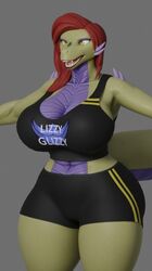  2023 3d_(artwork) anthro artist_name black_clothing blue_clothing bottomwear breasts clothing digital_media_(artwork) fangs female female_(lore) green_body green_scales green_tail hair juna_june_(lizzyglizzy) komodo_dragon lizard lizzyglizzy monitor_lizard multicolored_body multicolored_scales open_mouth purple_body purple_scales purple_tail red_hair reptile scales scalie solo tail teeth thick_thighs topwear two_tone_body two_tone_scales two_tone_tail watermark white_clothing wide_hips yellow_clothing yellow_eyes 