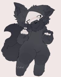  ambiguous_gender black_body black_fur blush blush_lines canid canine canis captainwoofers_(artist) changed_(video_game) fur hi_res kemono long_tail male mammal mask pawpads paws puro_(changed) skull_dog skull_mask solo tail thick_thighs white_eyes wolf 