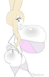  absurd_res animal_humanoid ass big_breasts big_butt bikini bikini_bottom blonde_hair breasts clothed clothing curvy_figure digital_drawing_(artwork) digital_media_(artwork) female hair hi_res hourglass_figure huge_breasts huge_butt humanoid lagomorph lagomorph_humanoid leporid_humanoid long_hair looking_at_viewer mammal mammal_humanoid nirriti rabbit_ears rabbit_humanoid scut_tail short_tail side_boob side_view simple_eyes solo stick_figure swimwear tail thick_thighs 