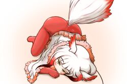  all_fours animal_ears ass bird_tail blunt_bangs blush female fur_collar gloves head_wings hiroi_butani japanese_crested_ibis_(kemono_friends) kemono_friends long_hair long_sleeves multicolored_hair pantyhose pleated_skirt red_hair shirt short_hair sidelocks skirt solo tail top-down_bottom-up white_hair wings yellow_eyes 