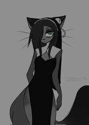  alternative_fashion anthro cumcadaver domestic_cat ear_piercing ear_ring eye_bags eyelashes eyeshadow fangs felid feline felis female goth hi_res makeup mammal neve_lunn nonbinary_(lore) nun_outfit piercing ring_piercing skull_accessory solo teeth 