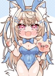  :d animal_ear_fluff animal_ears bandaid bandaid_hair_ornament blonde_hair blue_bow blue_bowtie blue_hair blue_leotard blush bow bowtie breasts cleavage collar commentary detached_collar dog_ears dog_girl dog_tail english_commentary fake_animal_ears female fuwawa_abyssgard hair_ornament hairpin highres hololive hololive_english kukie-nyan large_breasts leotard long_hair looking_at_viewer multicolored_hair oerba_yun_fang open_mouth pink_eyes playboy_bunny rabbit_ears ruffian_(fuwamoco) sidelocks skin_fang smile solo strapless strapless_leotard streaked_hair tail two_side_up virtual_youtuber white_collar white_wrist_cuffs wrist_cuffs 