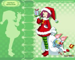  christmas green_eyes hibiki_misora red_hair ryuusei_no_rockman santa_costume santa_hat short_hair 