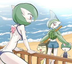  beach bikini food fruit gallade gardevoir mawile pokemon ralts swimsuit uranoyoru watermelon 