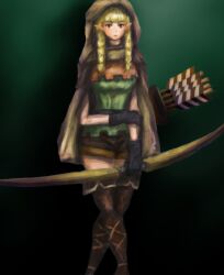  artist_request bow dragon&#039;s_crown elf_(dragon&#039;s_crown) hood morofry pointy_ears vanillaware weapon 