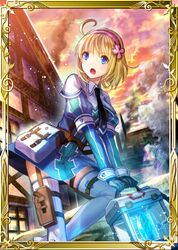  blonde_hair blue_eyes cosette_coalhearth female fuzichoco hairband lowres military military_uniform open_mouth outdoors senjou_no_valkyria_(series) senjou_no_valkyria_2 short_hair solo thighhighs uniform white_thighhighs 