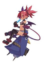  :p anklet arm_strap arm_support bandeau bat_wings belt belt_pouch bird black_choker black_footwear black_skirt black_thighhighs blush_stickers boots bracelet buckle choker crossed_legs demon_girl demon_tail demon_wings disgaea earrings elbow_gloves etna_(disgaea) female flat_chest food from_side full_body gloves hair_between_eyes hair_tie hand_on_another&#039;s_head harada_takehito high_heel_boots high_heels highres holding holding_food ice_cream jewelry looking_at_viewer makai_senki_disgaea_2 mini_wings miniskirt navel o-ring o-ring_choker official_art on_head pencil_skirt penguin person_on_head platform_footwear platform_heels pointy_ears popsicle pouch prinny profile red_eyes red_hair short_hair short_twintails side_slit simple_background sitting sitting_on_head sitting_on_person skirt skull skull_earrings slit_pupils spiked_hair standing strapless studded_bracelet tail thigh_boots thighhighs tongue tongue_out twintails white_background white_belt wings 