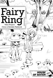  3girls bow cirno cloud commentary daiyousei english_commentary english_text frog grass greyscale hairbow hat hiding log monochrome moriya_suwako multiple_girls mushroom photoshop_(medium) short_hair side_ponytail sitting sixten smile squatting touhou tree when_you_see_it wings 