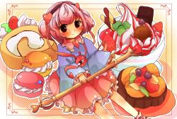  bad_id bad_pixiv_id blush bowl brown_eyes cherry chocolate female food frilled_skirt frills fruit grapes hairband heart holding ice_cream kiwi_(fruit) komeiji_satori leaf mandarin_orange nanahamu open_mouth pastry pink_hair short_hair skirt solo spoon strawberry third_eye touhou whipped_cream white_legwear 