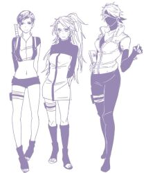  3girls age_difference dengye hatake_kakashi long_hair multiple_girls naruko naruto naruto_shippuuden rule_63 sai short_hair shorts 