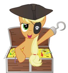  2012 applejack_(mlp) better_version_at_source blonde_hair clothing coin diegotan emerald_(disambiguation) equid equine female feral friendship_is_magic gem hair hasbro hat headgear headwear hook hooves horse mammal mane my_little_pony pearl_(disambiguation) pirate pony ruby_(gemstone) solo treasure treasure_chest tricorne 