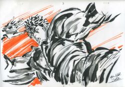  80s hayama_jun&#039;ichi hayama_junichi hokuto_no_ken illustration kenshiro kenshirou kick kicking muscle oldschool 