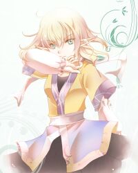  arm_warmers bad_id bad_pixiv_id blonde_hair blue_eyes female hypoxis long_hair mizuhashi_parsee pale_color pointy_ears solo touhou 