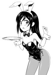  animal_ears aragaki_ayase bow bowtie commentary_request detached_collar female greyscale long_hair masakichi_(crossroad) monochrome ore_no_imouto_ga_konna_ni_kawaii_wake_ga_nai pantyhose playboy_bunny rabbit_ears rabbit_tail tail tray wrist_cuffs 