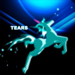  ambiguous_gender bemani digital_media_(artwork) english_text equid equine feral hooves horse konami mammal rice.c simple_background solo tail text turquoise_body 