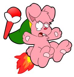  alpha_channel anthro burning butt_on_fire clothing fire fur hat hat_only headgear headgear_only headwear headwear_only hi_res joltink lagomorph leporid link_(rabbit_form) male mammal mostly_nude nintendo pain pink_body pink_fur rabbit rod solo the_legend_of_zelda 