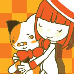  accessory ambiguous_gender anthro band-aid band-aid_on_face band-aid_on_nose bandage bandage_on_face bandage_on_nose bemani bow_(feature) bow_accessory bow_tie clothed clothing digital_media_(artwork) domestic_cat duo felid feline felis female hair headgear headwear hug human k-go konami low_res mammal parfait_(bemani) simple_background smile torte_(bemani) 