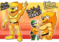  absurd_res accipitrid accipitriform animal_humanoid anthro avian avian_humanoid beak bird bird_humanoid clothed clothing digital_drawing_(artwork) digital_media_(artwork) duo fan_character fur hammer_bro hi_res humanoid koopa koopa_troopa male male/male mario_bros muscular muscular_male nintendo paper_mario paper_mario:_the_thousand_year_door rawk_hawk reptile reptile_humanoid rivals royalty scalie scalie_humanoid simple_background tail text torito_moo 