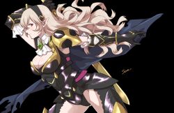  armor armored_leotard black_armor black_hairband blue_cape cape corrin_(female)_(fire_emblem) corrin_(female)_(nohr_noble)_(fire_emblem) corrin_(fire_emblem) female fire_emblem fire_emblem_fates fire_emblem_heroes gauntlets hairband highres long_hair official_alternate_costume pointy_ears sena_(jcwe4828) yato_(fire_emblem) 