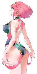  ass back black_one-piece_swimsuit bob_cut breasts competition_swimsuit cowboy_shot drop_earrings earrings female from_behind headpiece highres jewelry large_breasts one-piece_swimsuit pyra_(pro_swimmer)_(xenoblade) pyra_(xenoblade) red_eyes red_hair red_one-piece_swimsuit short_hair sidelocks solo standing swimsuit tiara two-tone_one-piece_swimsuit two-tone_swimsuit ug333333 xenoblade_chronicles_(series) xenoblade_chronicles_2 