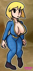  1girls blonde_hair fallout female mob_face short_hair tagme vault_girl vault_suit 