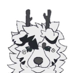  anonymous_artist anthro antlers axi_(character) black_body black_eyes canid canine canis domestic_dog horn looking_at_viewer low_res male mammal markings meme nordic_sled_dog piercing samoyed solo spitz thumbnail white_body 