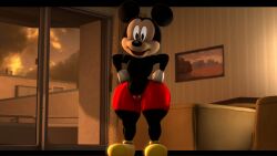  16:9 2024 3d_(artwork) aidenz anthro bed black_bars black_body black_eyes black_fur bottom_heavy bottomwear clothed clothing digital_media_(artwork) disney footwear fur furniture gloves hands_on_hips hands_on_own_hips handwear hi_res hotel hotel_room huge_hips huge_thighs inside looking_at_viewer male mammal mickey_mouse mouse multicolored_body multicolored_fur murid murine open_mouth open_smile red_bottomwear red_clothing red_shorts rodent shoes shorts smile solo source_filmmaker_(artwork) tan_body tan_fur thick_thighs topless topless_anthro topless_male two_tone_body two_tone_fur white_clothing white_gloves white_handwear wide_hipped_male wide_hips widescreen yellow_clothing yellow_footwear yellow_shoes 