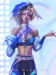  1girls akali artist_request clothed clothing drinking face_tattoo female hi_res highres k/da_akali k/da_all_out_akali k/da_all_out_series k/da_series multicolored_hair ring smoking smoking_weed solo solo_female stomach stomach_tattoo tattoo tattoo_on_arm tattoo_on_belly tattoo_on_chest tattooed_arm tattoos 