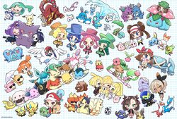  4boys 6+girls :d ;d acerola_(pokemon) ahoge allister_(pokemon) arm_up asymmetrical_bangs azumarill azurill baseball_cap battle_chatelaine bea_(pokemon) berry_(pokemon) black_hair black_jacket blush bow_hairband brown_hair bulbasaur chaimo_box charmander clefairy cleffa closed_eyes closed_mouth commentary_request cosplay croagunk cup cyndaquil dana_(pokemon) double_bun dress drinking drinking_glass drinking_straw eating eevee espeon evelyn_(pokemon) eyelashes fire flame-tipped_tail flareon flower food fruit gardevoir gengar glaceon gladion_(pokemon) glalie grapploct greedent green_eyes green_hair grookey group_hug hair_bun hair_flower hair_ornament hair_over_one_eye hairband hand_up hat highres hilbert_(pokemon) holding holding_cup holding_food holding_fruit holding_pokemon holding_umbrella hoppip hug igglybuff jacket jolteon joltik kasumi_(pokemon) knee_pads larvitar latias latios leaf_(pokemon) leaf_(sygna_suit)_(pokemon) leaf_umbrella leafeon lillie_(pokemon) lisia_(pokemon) lugia lusamine_(pokemon) machop magearna magmar mallow_(pokemon) marill marnie_(pokemon) mask may_(pokemon) metagross mew_(pokemon) mewtwo mimikyu morgan_(pokemon) morpeko morpeko_(full) multiple_boys multiple_girls nidoking nidoqueen ninetales nita_(pokemon) on_head on_lap on_shoulder one_eye_closed open_mouth orange_hair pachirisu pants pantyhose pecha_berry phanpy pichu pikachu pink_dress piplup poke_ball poke_ball_(basic) pokemon pokemon_(anime) pokemon_(classic_anime) pokemon_(creature) pokemon_bw2 pokemon_frlg pokemon_masters_ex pokemon_on_head pokemon_on_lap pokemon_on_shoulder pokemon_oras pokemon_rse pokemon_sm pokemon_swsh pokemon_xy protected_link psyduck red_(pokemon) riding riding_pokemon rosa_(pokemon) scorbunny shaymin shaymin_(land) short_hair shorts side_ponytail skitty sleeping slowpoke smile sobble squirtle sunglasses suspenders sweatdrop sylveon thighhighs togepi top_hat totodile tropical_drink twintails typhlosion umbrella umbreon vaporeon venusaur visor_cap volcanion waterspout wobbuffet wooloo wooper wynaut yamper zeraora 