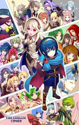  5boys 6+girls astrid_(fire_emblem) black_hair blonde_hair blue_cape blue_eyes blue_hair blue_shirt bow_(weapon) breasts brown_eyes brown_hair camilla_(fire_emblem) cape circlet clarine_(fire_emblem) cleavage cloak closed_eyes commentary_request corrin_(female)_(fire_emblem) corrin_(fire_emblem) elincia_ridell_crimea elise_(fire_emblem) felicia_(fire_emblem) fire_emblem fire_emblem:_genealogy_of_the_holy_war fire_emblem:_mystery_of_the_emblem fire_emblem:_new_mystery_of_the_emblem fire_emblem:_path_of_radiance fire_emblem:_radiant_dawn fire_emblem:_shadow_dragon fire_emblem:_shadow_dragon_and_the_blade_of_light fire_emblem:_the_binding_blade fire_emblem:_the_blazing_blade fire_emblem:_the_sacred_stones fire_emblem:_three_houses fire_emblem_cipher fire_emblem_echoes:_shadows_of_valentia fire_emblem_gaiden flora_(fire_emblem) gordin_(fire_emblem) green_eyes green_hair green_shirt grey_hair hairband high_collar holding_hands horns innes_(fire_emblem) kiragi_(fire_emblem) klein_(fire_emblem) konfuzikokon kurono_kiria lene_(fire_emblem) marianne_von_edmund marth_(fire_emblem) microphone mist_(fire_emblem) multiple_boys multiple_girls neimi_(fire_emblem) nun pink_hair pointy_ears ponytail purple_eyes purple_hair red_cloak red_eyes red_hair rhajat_(fire_emblem) sakura_(fire_emblem) shanna_(fire_emblem) shirt silque_(fire_emblem) smile sonia_(fire_emblem:_the_blazing_blade) tailtiu_(fire_emblem) takumi_(fire_emblem) tana_(fire_emblem) tears titania_(fire_emblem) tokyo_mirage_sessions_fe weapon white_hair yellow_eyes 