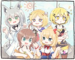  +_+ 1st_generation_(hololive) 5girls @_@ akai_haato akai_haato_(1st_costume) aki_rosenthal aki_rosenthal_(1st_costume) animal_ears blonde_hair blush_stickers brown_hair chibi chibi_only empty_eyes everyone fox_ears fox_girl grey_hair highres hololive multiple_girls natsuiro_matsuri natsuiro_matsuri_(1st_costume) notice_lines shirakami_fubuki shirakami_fubuki_(1st_costume) shrugging tonton_(tonz159) virtual_youtuber yozora_mel yozora_mel_(2nd_costume) 