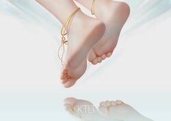  anklet barefoot feet feet_only female foot_focus greek_toe jewelry kongtoulaotou original reflection soles toe_ring toes 