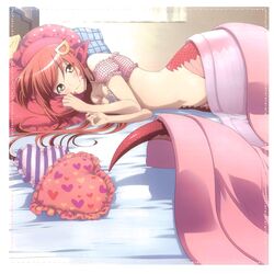  miia_(monster_musume) monster_girl monster_musume_no_iru_nichijou no_bra nopan pointy_ears sheets tagme tail 