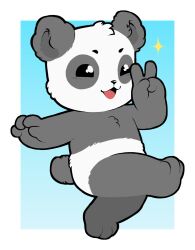  ambiguous_gender anthro bear crush_(artist) furtastic gesture giant_panda hand_gesture hi_res kokumi-kun mammal open_mouth solo v_sign 