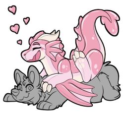  3_toes animate_inanimate closed_eyes dragon duo european_mythology feet fin horn inflatable living_inflatable membrane_(anatomy) membranous_wings mythological_creature mythological_scalie mythology open_mouth pink_body pool_toy scalie smile symrea telegram_sticker toes western_dragon wings wyvern 