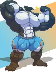  abs absurd_res anthro avian behemoffs ben_the_penguin biceps big_muscles bird flexing flexing_bicep flexing_muscles hi_res huge_muscles hyper hyper_muscles king_penguin male muscular muscular_anthro muscular_male pecs penguin pose solo triceps 