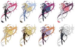  6+girls :o absurdres alternate_color alternate_costume alternate_eye_color alternate_hair_color ass aura black_sclera black_tail blonde_hair blue_eyes blue_hair body_markings breasts brown_tail bug centipede chest_tattoo cleavage colored_sclera commentary corruption crossover dark_persona disgaea disgaea_rpg elbow_gloves english_commentary floating from_behind gloves highres incredibly_absurdres large_breasts liezerota_(disgaea) long_hair looking_at_viewer looking_to_the_side lord_of_spade makai_senki_disgaea_5 midriff multiple_girls multiple_persona navel pink_eyes pink_hair pink_tail pointy_ears possessed purple_eyes purple_hair red_eyes super_smash_bros. tail tattoo void_dark_(disgaea) white_hair white_tail yellow_eyes yellow_tail 