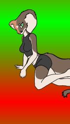  9:16 anthro ass bottomwear breasts clothed clothing codex_the_creator crop_top digital_drawing_(artwork) digital_media_(artwork) ear_piercing female female_focus fluffy fluffy_tail fur furgonomics furred_scalie furred_snake furry-specific_piercing gradient_background green_eyes heart_(marking) hi_res looking_at_viewer mammal markings piercing reptile scalie serpentine shirt shorts simple_background sitting slim snake snake_hood snake_hood_piercing solo solo_focus tail topwear 