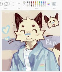  2023 bandage bandage_on_face bandage_on_nose black_eyes blue_clothing blue_jacket blue_topwear bunonthemoon clothing domestic_cat felid feline felis fur jacket looking_away male mammal slim_anthro slim_male solo standing topwear white_body white_fur 