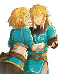  1boy1girl 1girls absurdres blonde_female blonde_hair blonde_hair blonde_hair_female blonde_hair_male blonde_male blush blush blushing_male breasts breasts_on_chest breath_of_the_wild clothed couple couple_(romantic) dancing elf elf_ears fit_male hand_on_another&#039;s_back highres holding_hands holding_partner link link_(breath_of_the_wild) link_(tears_of_the_kingdom) love medium_ass medium_breasts princess_zelda romantic_couple sfw skinny skinny_female skinny_girl skinny_male skinny_waist tears_of_the_kingdom thin thin_female thin_male thin_waist white_background zelda_(breath_of_the_wild) zelda_(tears_of_the_kingdom) 